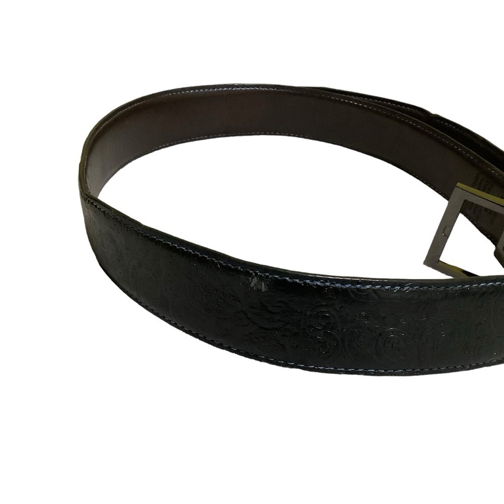 Robert Graham Reversible Leather Belt Sz 32/34 Black Embossed Brown Silver - Picture 8 of 8